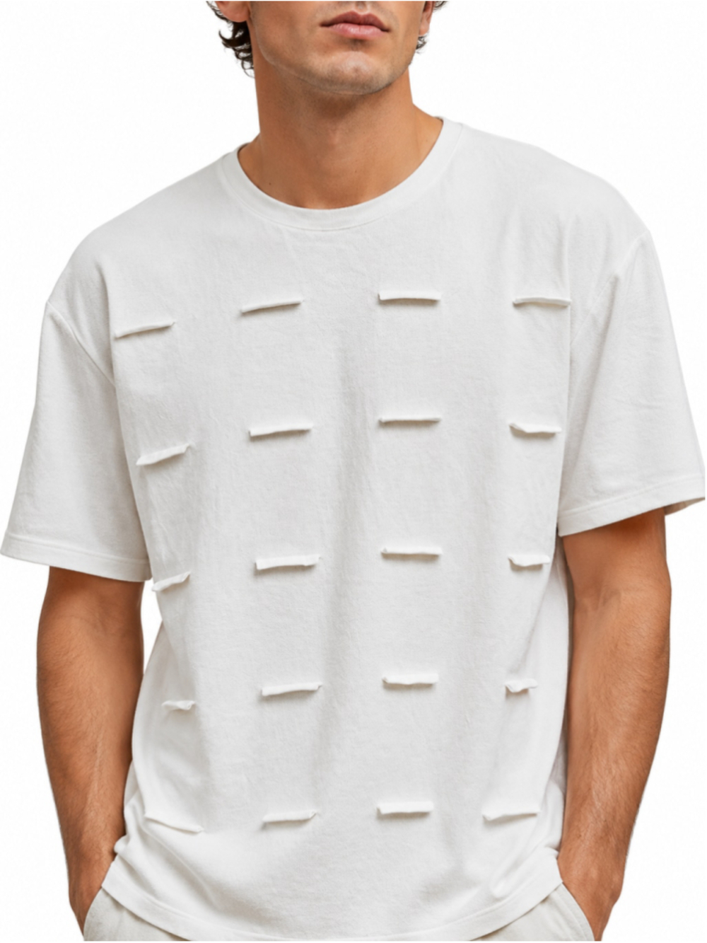 Opening Ceremony White Textured Cutout Tee Shirt Size M NEW WITH TAGS